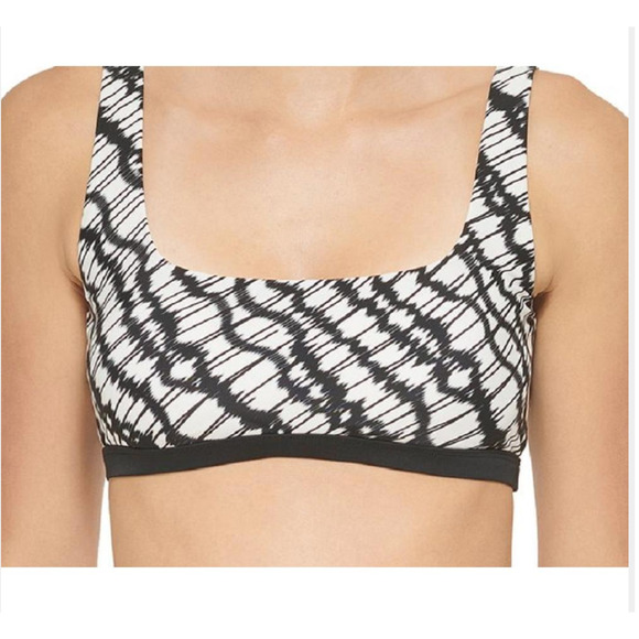 DKNY 2 PC Set Black & White High Waist Swim Bikini Top & Bottom Large / XL NWT - Picture 7 of 9